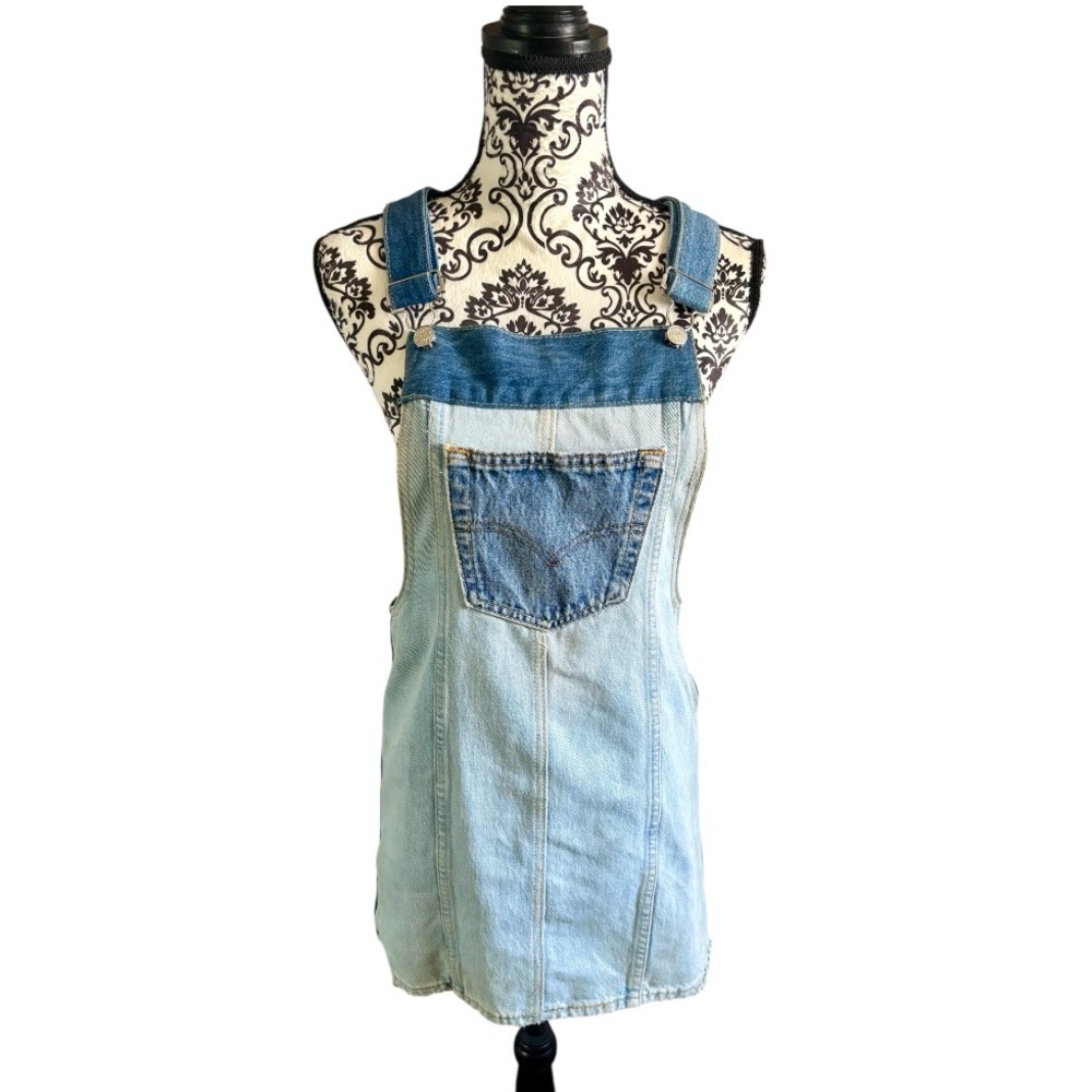 VINTAGE Patchwork Denim Overall Dress